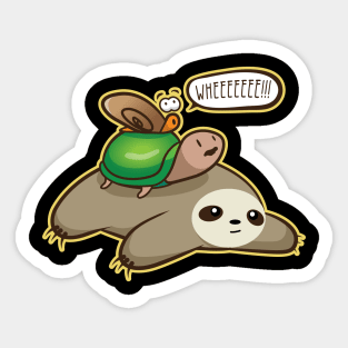 'Sloth-Turtle-Snail Piggyback' Funny Racing Animal Sticker